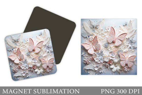 3D Butterflies Square Magnet Design: A Sublimation Resource Overview