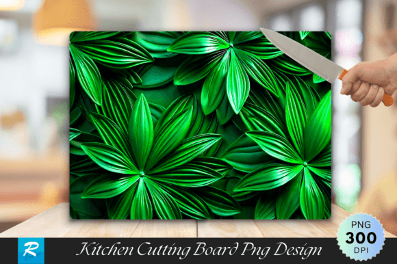 3D Green Floral Cutting Board Design