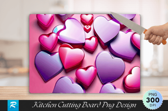 3D Heart Cutting Board Sublimation PNG Guide