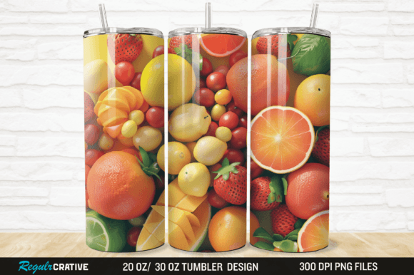 3D Strawberry Skinny Tumbler Wrap Design