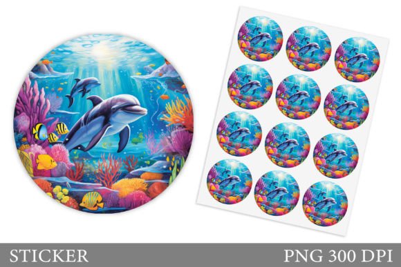 Dolphins Sticker Design: Sea Sticker Art