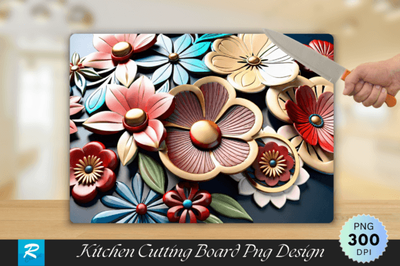 Evaluating the 3D Flowers Cutting Board PNG Design for Sublimation Projects