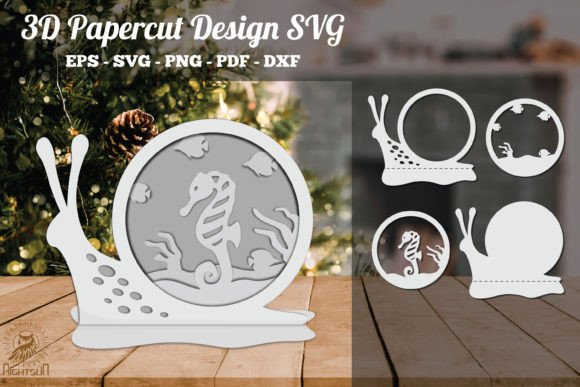 Sea Horses 3D Papercut Design SVG