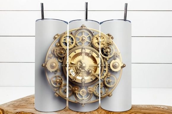 Steampunk Tumbler Wrap: Men's Clock Design