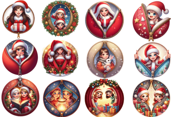 Strategic Visual Positioning with the Santa Girl Christmas Ornament Zipper Bundle